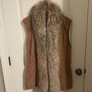 Double D Ranch Brown Vest with  Fur Trim